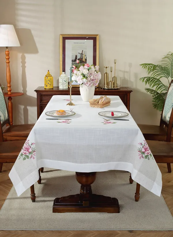 Elegant_Floral_Linen_Cross_Stitch_Design,_8_Seater_Rectangular_Dining_Table_Cover_(Size-108"_x_60"_Inches)