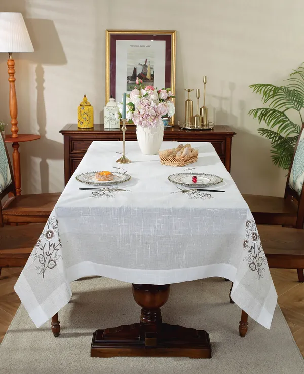 Elegant_Floral_Linen_Tulip_Design,_6_Seater_Rectangular_Dining_Table_Cover_(Size-90"_x_60"_Inches)