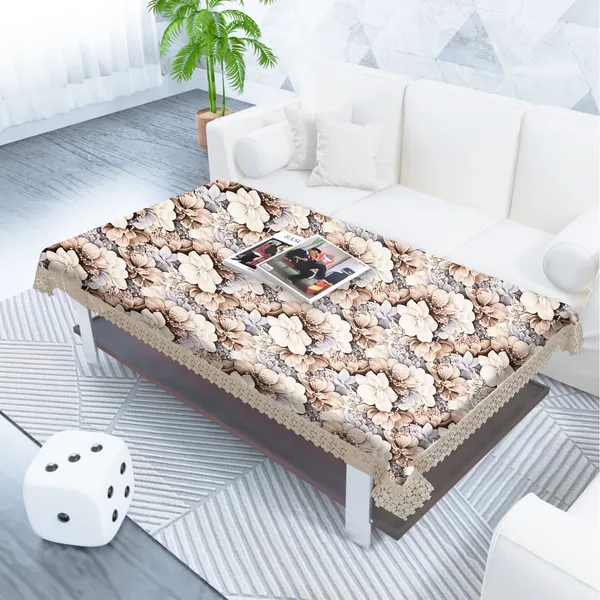 All_Over_Flower_Design_Table_Cover_|_Premium_Velvet_Fabric_|_Elegant,_Soft_&_Durable_|_Big_Bloom_Printed_Dining_Table_Cloth_for_2_Seater_Center_Tables_|_40x60_Inches_|_Brown_Color