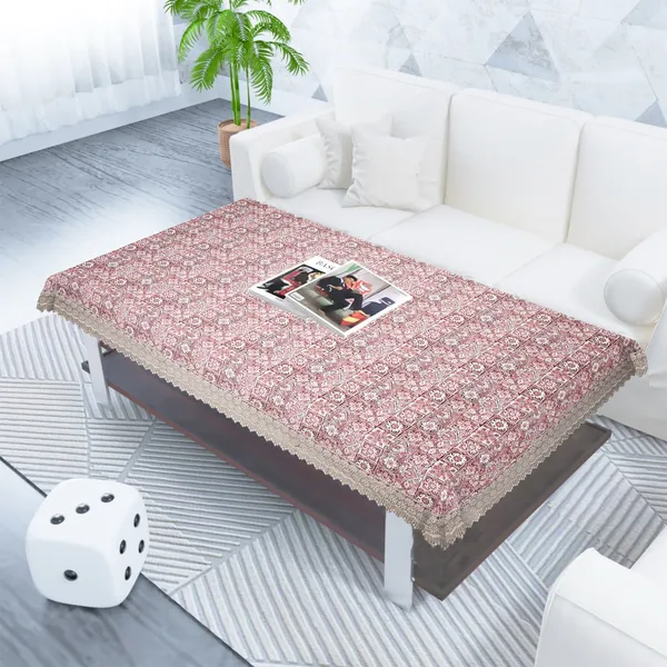 Vintage_Style_Printed_Table_Cloth_|_Soft_Polyester_Blend_Table_Cover_with_Lace_Edges_|_Traditional_Floral_Pattern_|_Washable_for_2_Seater_Center/Coffee_Tables_|_40x60_Inches_|_Maroon_color