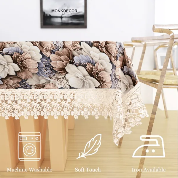 All_Over_Flower_Design_Table_Cover_|_Premium_Velvet_Fabric_|_Elegant,_Soft_&_Durable_|_Big_Bloom_Printed_Dining_Table_Cloth_for_8_Seater_Dining_Tables_|_60x90_Inches_|_Brown_Color