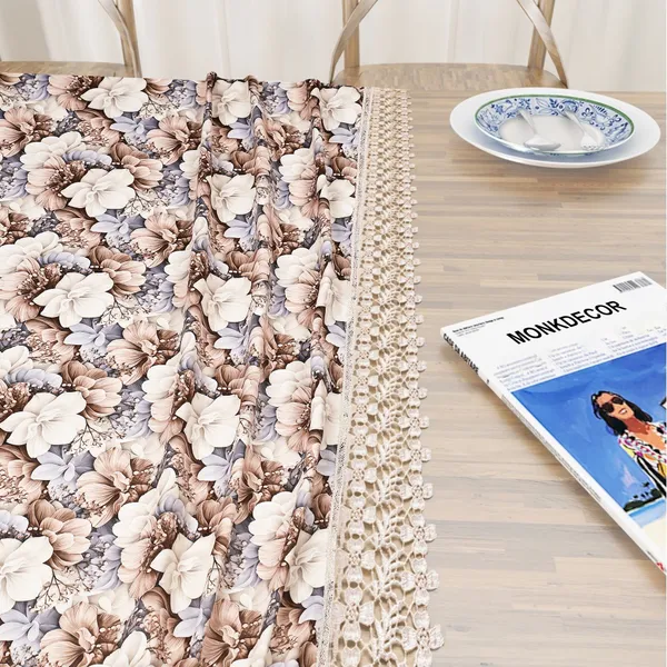 All_Over_Flower_Design_Table_Cover_|_Premium_Velvet_Fabric_|_Elegant,_Soft_&_Durable_|_Big_Bloom_Printed_Dining_Table_Cloth_for_8_Seater_Dining_Tables_|_60x90_Inches_|_Brown_Color