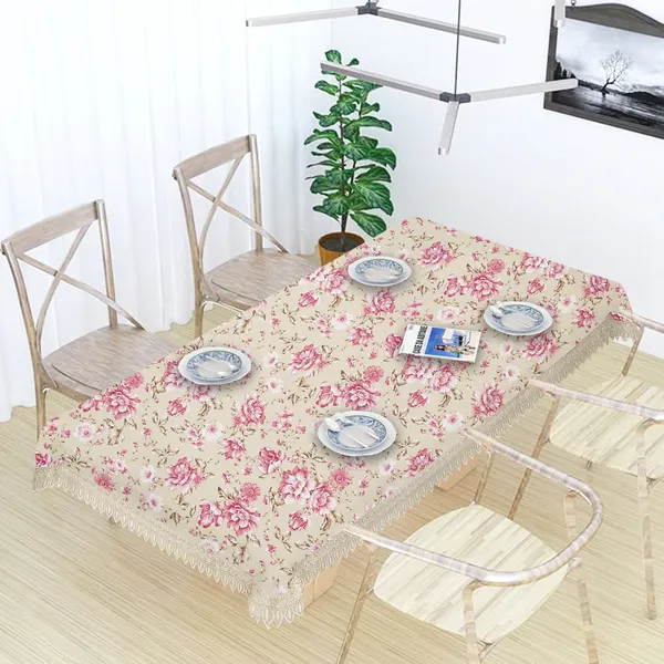 Floral_Printed_Table_Cover_for_8_Seater_Dining_Table_|_Elegant_Design_in_Jute_&_Cotton_Blend_Fabric_with_Lace_Border_|_Washable,_Reusable_Tablecloth_|_60x108_Inches_Pink_Flowers_on_Beige