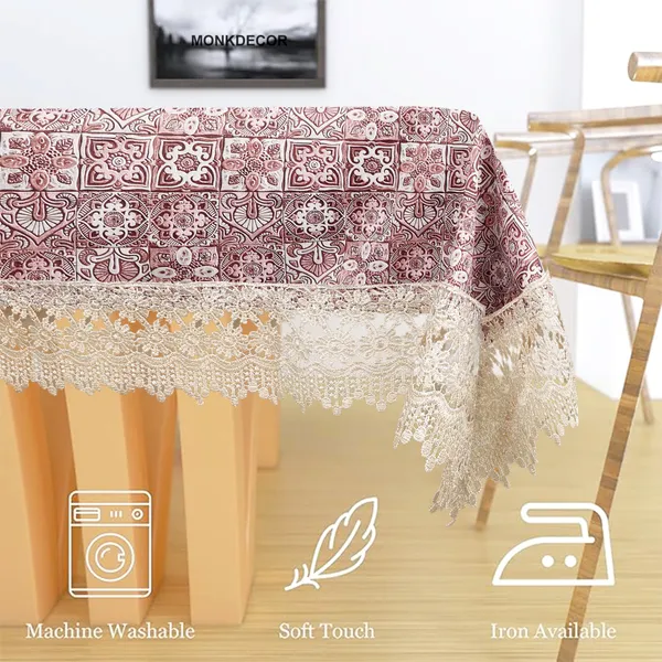 Vintage_Style_Printed_Table_Cloth_|_Soft_Polyester_Blend_Table_Cover_with_Lace_Edges_|_Traditional_Floral_Pattern_|_Washable_for_8_Seater_Dining_Tables_|_60x108_Inches_|_Maroon_color