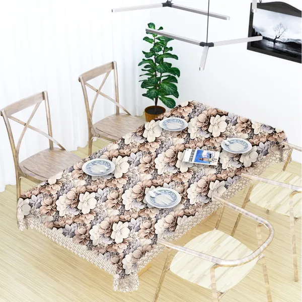 All_Over_Flower_Design_Table_Cover_|_Premium_Velvet_Fabric_|_Elegant,_Soft_&_Durable_|_Big_Bloom_Printed_Dining_Table_Cloth_for_6_Seater_Dining_Tables_|_60x90_Inches_|_Brown_Color