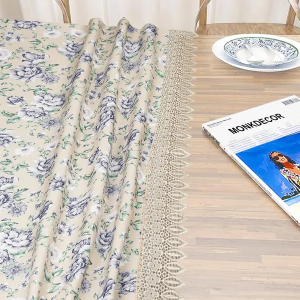 Floral_Printed_Table_Cover_for_6_Seater_Dining_Table_|_Elegant_Design_in_Jute_&_Cotton_Blend_Fabric_with_Lace_Border_|_Washable,_Reusable_Tablecloth_|_60x90_Inches_Blue_Flowers_on_Beige