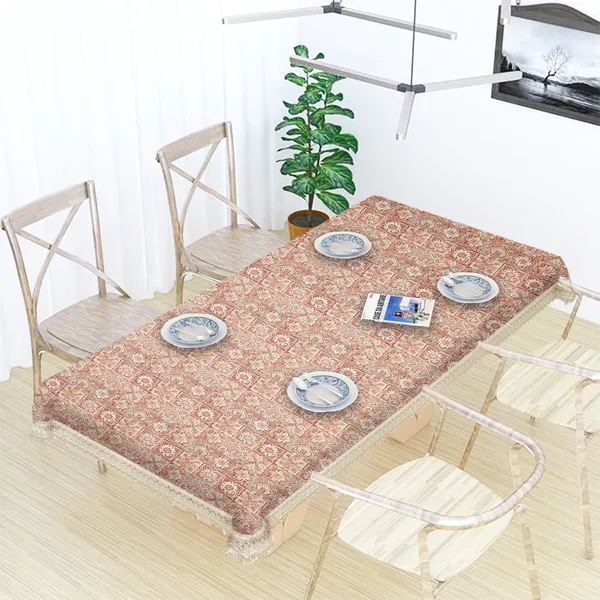 Vintage_Style_Printed_Table_Cloth_|_Soft_Polyester_Blend_Table_Cover_with_Lace_Edges_|_Traditional_Floral_Pattern_|_Washable_for_6_Seater_Dining_Tables_|_60x90_Inches_|_Orangish_color