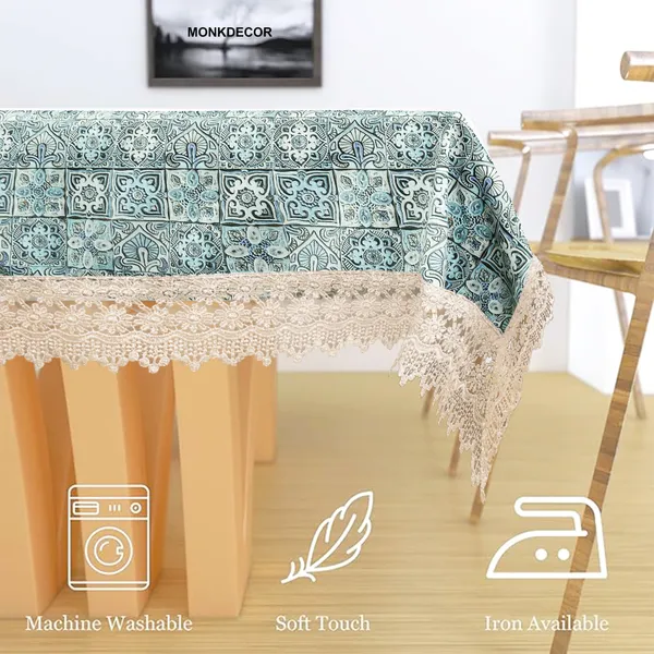 Vintage_Style_Printed_Table_Cloth_|_Soft_Polyester_Blend_Table_Cover_with_Lace_Edges_|_Traditional_Floral_Pattern_|_Washable_for_6_Seater_Dining_Tables_|_60x90_Inches_|_Teal_color