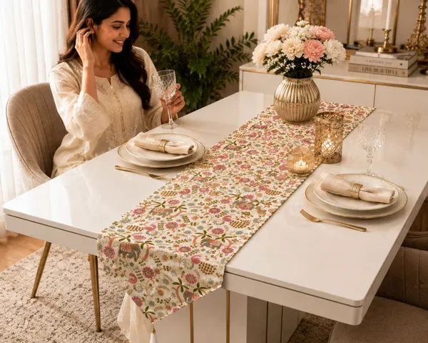 JEWEAVE_Indian_Elephant_Embroidered_Table_Runner_with_Tassel,_Colorful_Floral_&_Palm_Tree_Pattern_Dresser_Scarf,_Boho_Chic_Holiday_Table_Decor_for_Dining_Room_Parties,_Hathi_Emb._|_13x70_Inch.