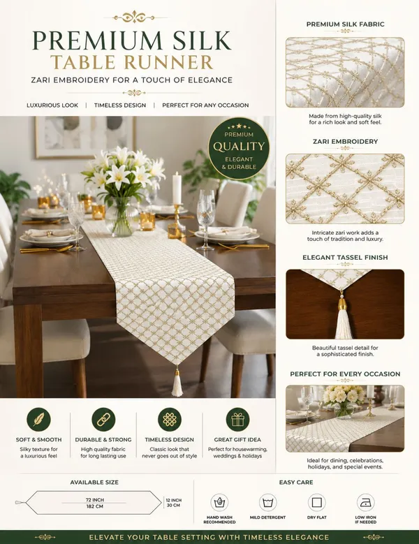 JEWEAVE_Modern_Minimalist_Embroidered_Geometric_Table_Runner_with_Tassel,_Elegant_Gold_Star_Diamond_Lattice_Dresser_Scarf,_Contemporary_Chic_Dining_Room_Table_Decor,_TessalCheck-Off_White_|_13x70_Inch