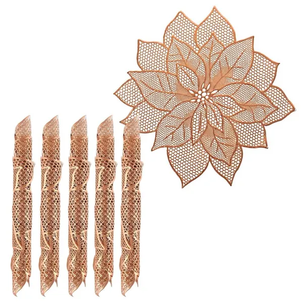 Elegant_Rexine_Floral_Cuutwork_Design_Kitchen_Dining_Table_Placemats,_Set_of_6_Pieces_(Size-18"_x_18"_Inches)_Rose_Gold