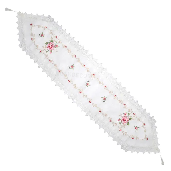 Tanlooms_Cross_Weave_Rose_Ferns_Dining_table_runner._(15x70)_inches