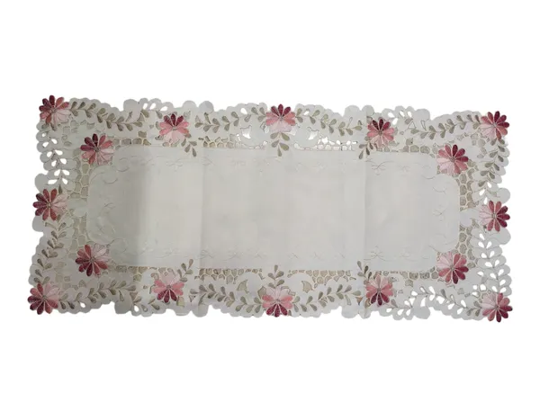 Attractive_Satin_Embroidery_Cutwork_Design_Center/Coffee_Table_Runner_(Size-33"_x_15"_Inches)