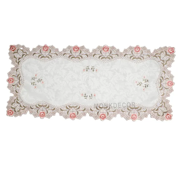 Attractive_Satin_Embroidery_Cutwork_Design_Center/Coffee_Table_Runner_(Size-33"_x_15"_Inches)