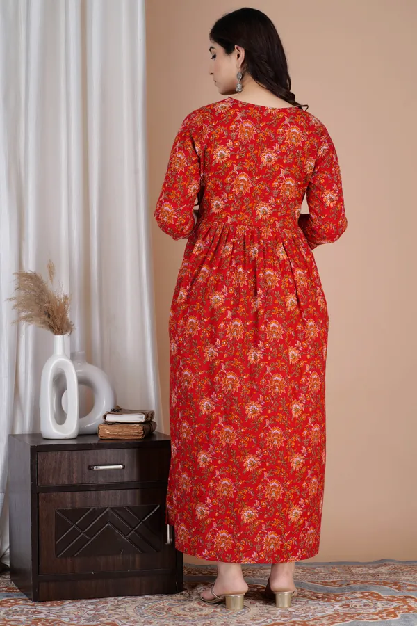 Red_Maternity_Kurta_|_Pure_Cotton_Rayon_Feeding/Maternity_Kurta_For_Her