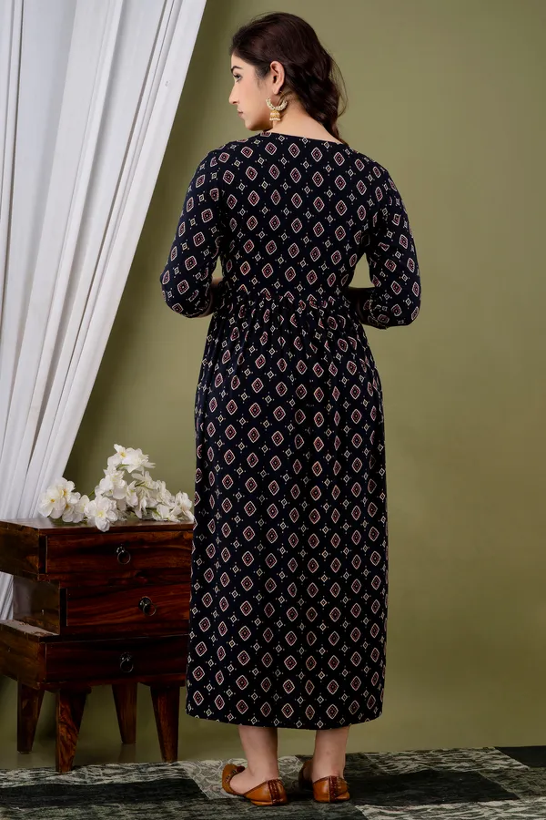 Black_Printed_Pure_Cotton_Rayon_Anarkali_Maternity_Kurta