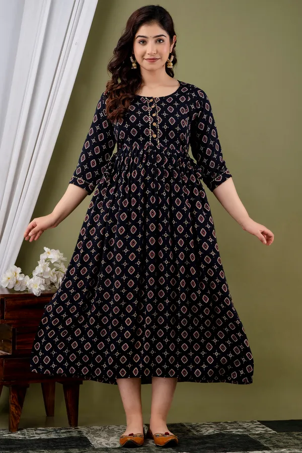 Black_Printed_Pure_Cotton_Rayon_Anarkali_Maternity_Kurta