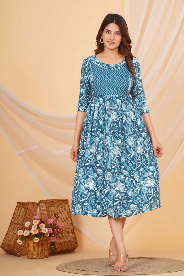 Naval_Blue_Maternity_Kurta_|_Pure_Cotton_Rayon_Feeding/Maternity_Kurta_For_Her