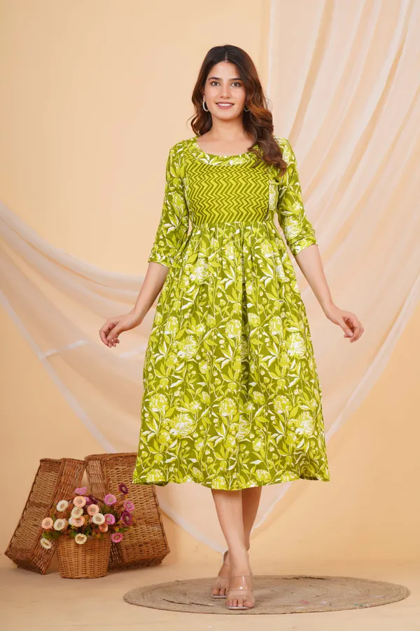 Green_Maternity_Kurta_|_Pure_Cotton_Rayon_Feeding/Maternity_Kurta_For_Her