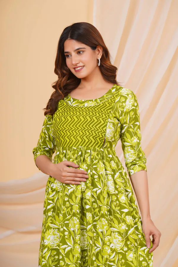 Green_Maternity_Kurta_|_Pure_Cotton_Rayon_Feeding/Maternity_Kurta_For_Her