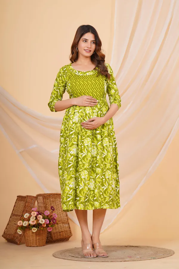 Green_Maternity_Kurta_|_Pure_Cotton_Rayon_Feeding/Maternity_Kurta_For_Her
