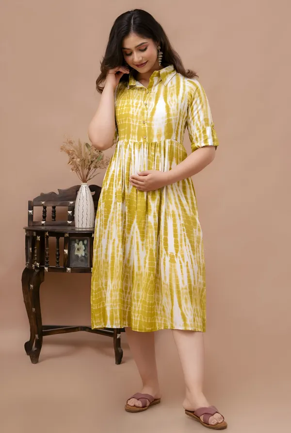 Yellow_Tie_Dyed_Collar_Maternity_Kurta_|_Pure_Cotton_Rayon_Feeding/Maternity_Kurta_For_Her