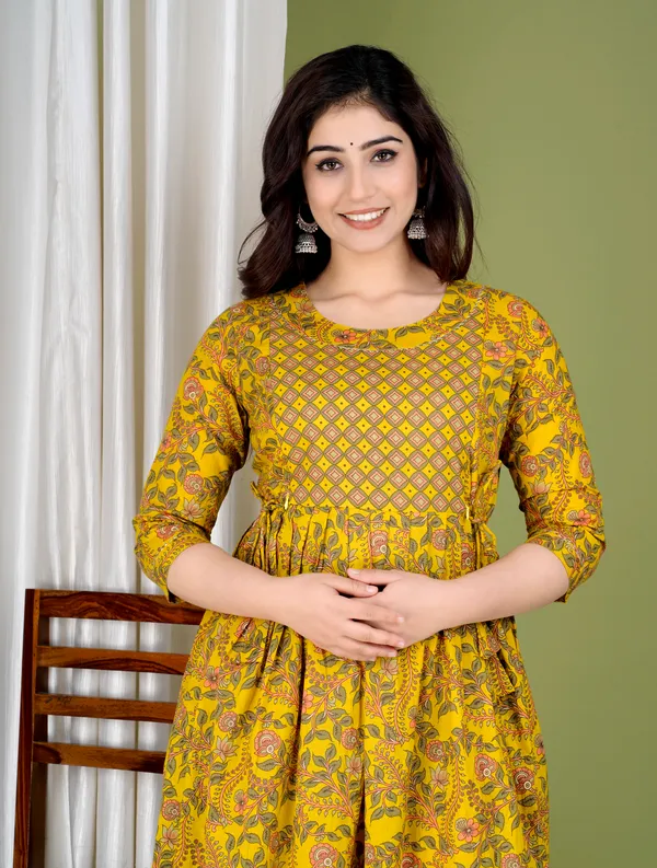 Yellow_Floral_Maternity_Kurta_|_Pure_Cotton_Feeding/Maternity_Kurta_For_Her