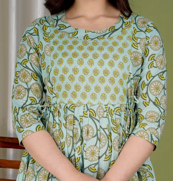 Green_Floral_Maternity_Kurta_|_Pure_Cotton_Feeding/Maternity_Kurta_For_Her