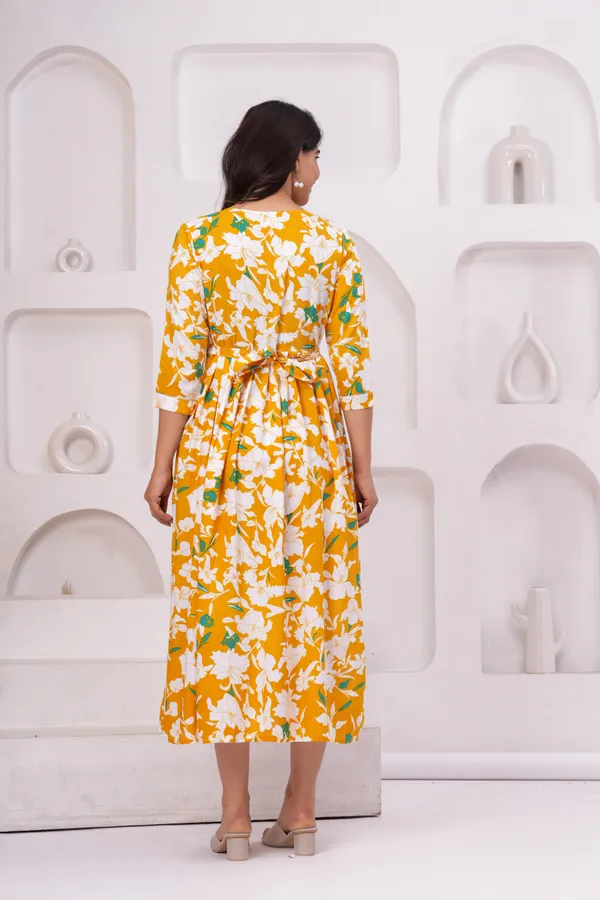 Yellow_Flower_Booty_Maternity_Kurta_|_Pure_Cotton_Rayon_Feeding/Maternity_Kurta_For_Her