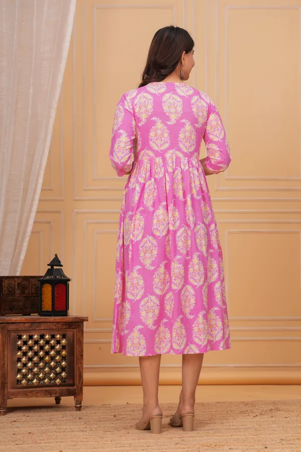 Vibrant_pink_Floral_Maternity_Kurta_|_Pure_Cotton_Feeding/Maternity_Kurta_For_Her