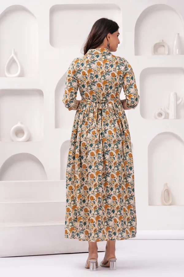 Yellow_Multicolor_Flower_Maternity_Kurta_|_Pure_Cotton_Rayon_Feeding/Maternity_Kurta_For_Her