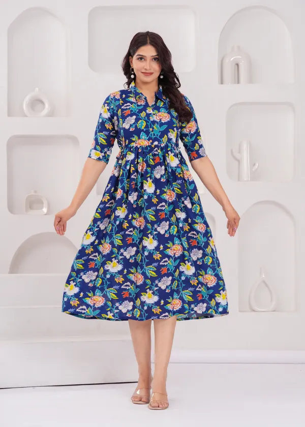 Blue_Floral_Maternity_Kurta_|_Pure_Cotton_Rayon_Feeding/Maternity_Kurta_For_Her