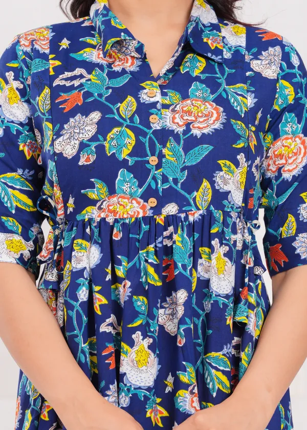 Blue_Floral_Maternity_Kurta_|_Pure_Cotton_Rayon_Feeding/Maternity_Kurta_For_Her