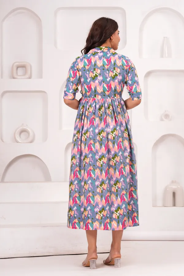 Multicolor_Printed_Puff_Sleeved_Collar_Maternity_Kurta_|_Pure_Cotton_Rayon_Feeding/Maternity_Kurta_For_Her