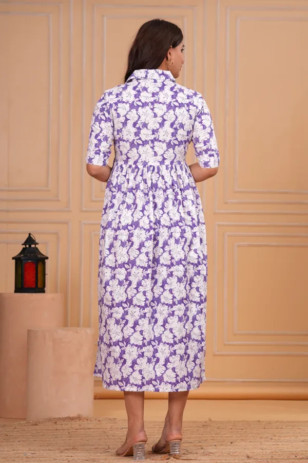Purple_Floral_Printed_Tiered_Collar_Maternity_Kurta_|_Pure_Cotton_Rayon_Feeding/Maternity_Kurta_For_Her