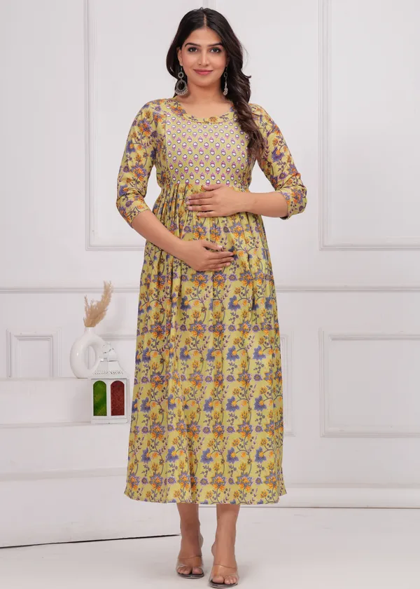 Yellow_Booty_Maternity_Kurta_|_Pure_Cotton_Rayon_Feeding/Maternity_Kurta_For_Her