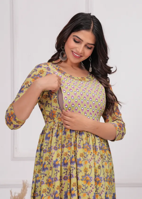 Yellow_Booty_Maternity_Kurta_|_Pure_Cotton_Rayon_Feeding/Maternity_Kurta_For_Her