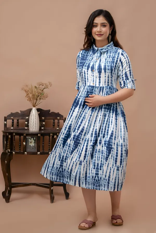Blue_Tie_Dyed_Collar_Maternity_Kurta_|_Pure_Cotton_Rayon_Feeding/Maternity_Kurta_For_Her