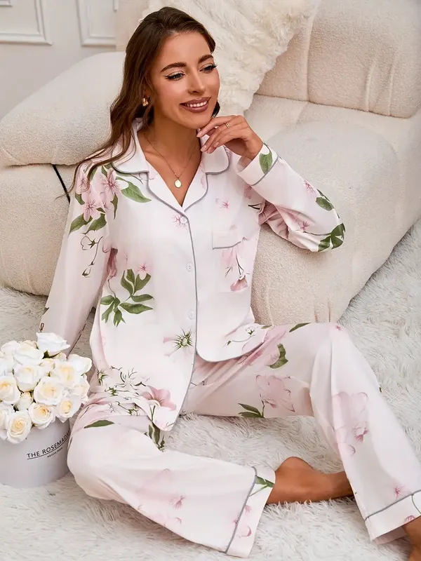 Off_White_Lycra_Floral_Print_Pajama_Set_For_Women