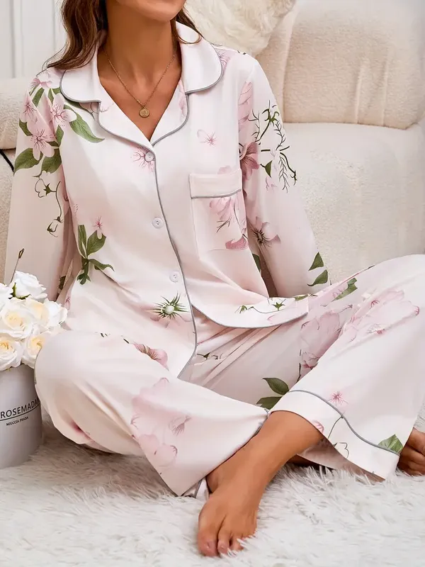 Off_White_Lycra_Floral_Print_Pajama_Set_For_Women
