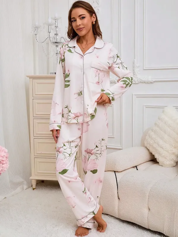Off_White_Lycra_Floral_Print_Pajama_Set_For_Women