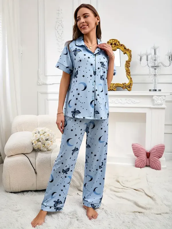 Blue_Lycra_Butterfly_And_Moon_Print_Pajama_Set_For_Women