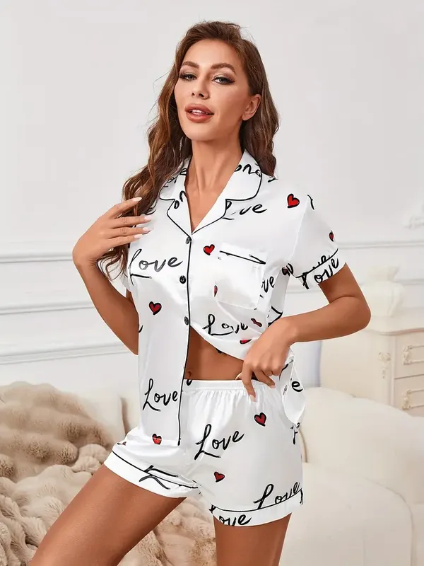 White_Lycra_Printed_Pajama_Set_For_Women
