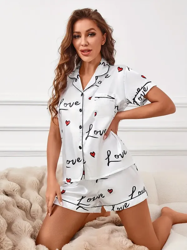 White_Lycra_Printed_Pajama_Set_For_Women