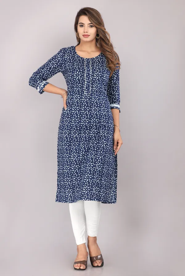 Indigo_Print_Pure_Cotton_Straight_Kurta
