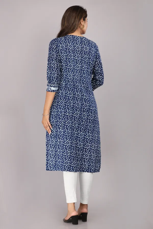 Indigo_Print_Pure_Cotton_Straight_Kurta