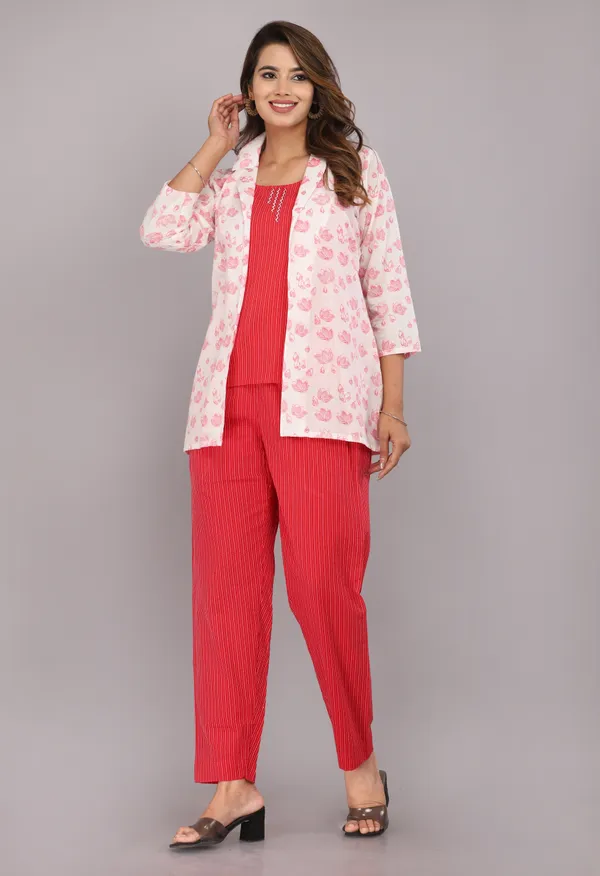 Pure_Cotton_Floral_Jaipuri_Printed_Top,_Pant_And_Jacket_Set
