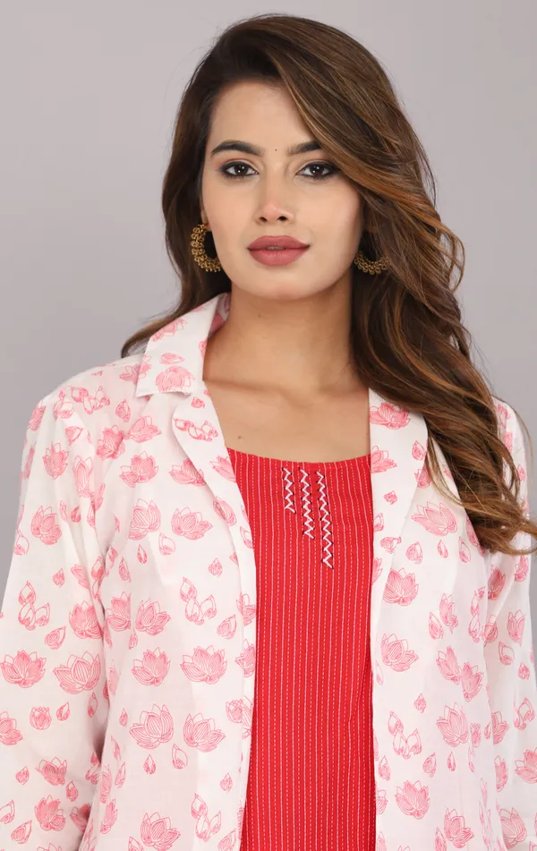 Pure_Cotton_Floral_Jaipuri_Printed_Top,_Pant_And_Jacket_Set