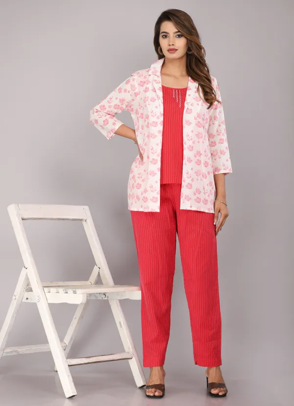 Pure_Cotton_Floral_Jaipuri_Printed_Top,_Pant_And_Jacket_Set