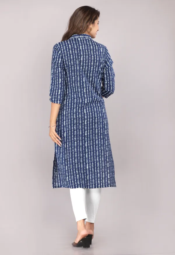 Indigo_Striped_Printed_Pure_Cotton_Straight_Kurta